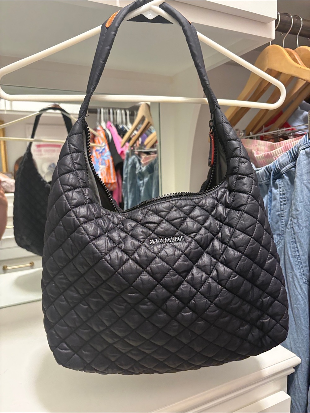 MZ Wallace Black Quilted Shoulder Hobo